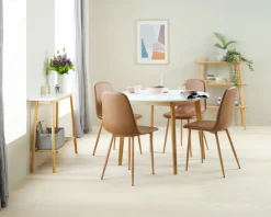 Eettafel JEGIND Ø105 wit/naturel