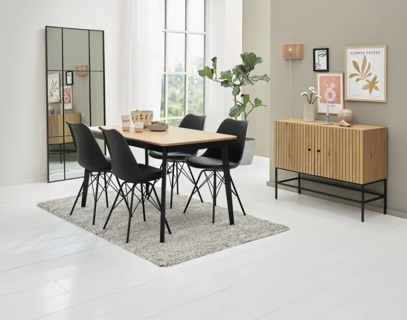 Eettafel JEGIND 80x130 eiken/zwart