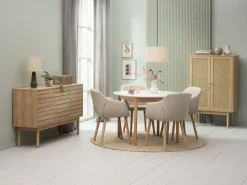 Eettafel MARSTRAND Ø110/110x200 wit/naturel