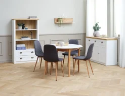 Eettafel MARSTRAND Ø110/110x200 wit/naturel