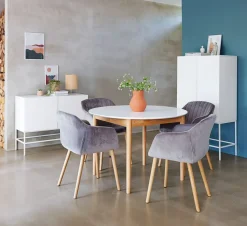 Eettafel MARSTRAND Ø110/110x200 wit/naturel