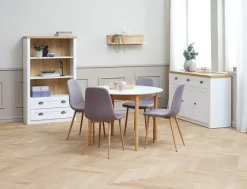 Eettafel MARSTRAND Ø110/110x200 wit/naturel