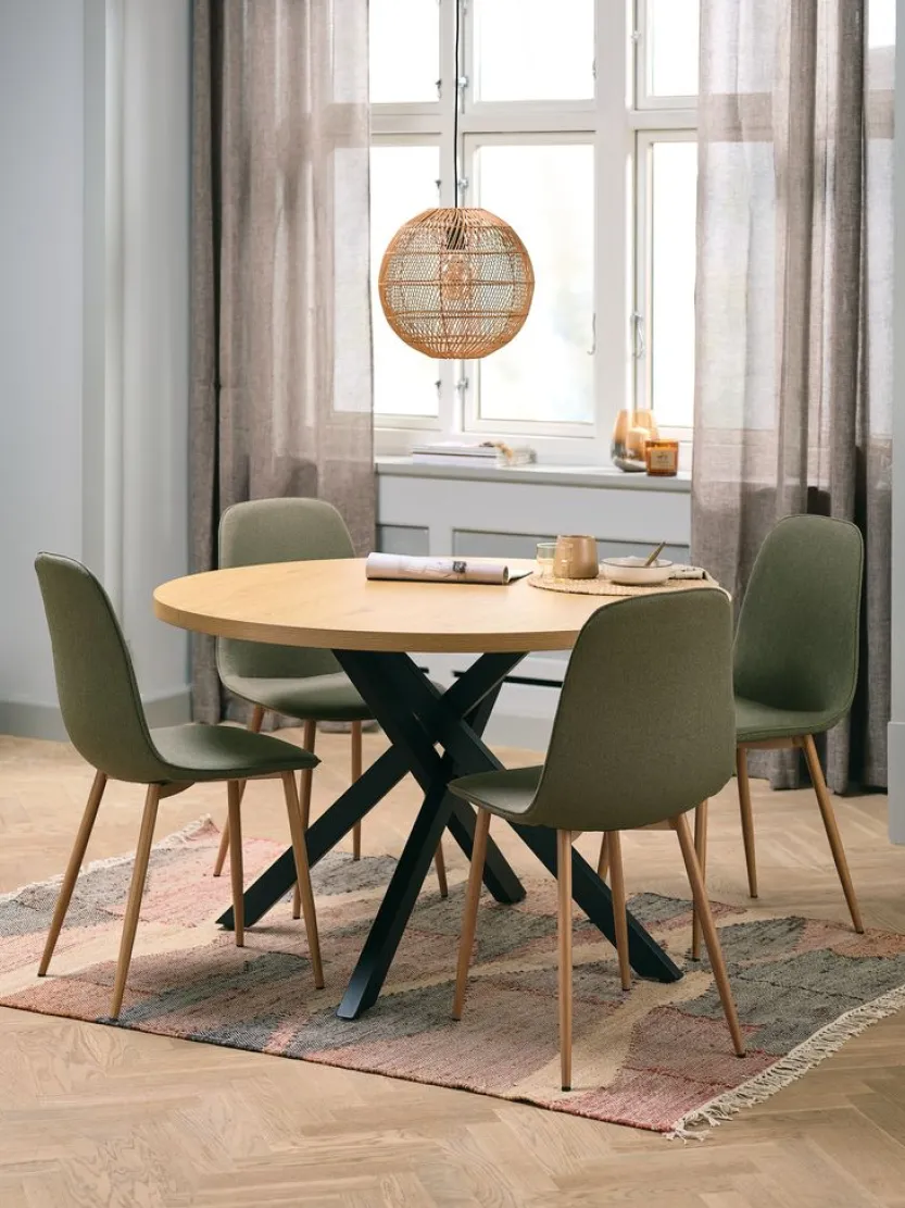 Eettafel NORTOFT Ø120 eiken kleur/zwart