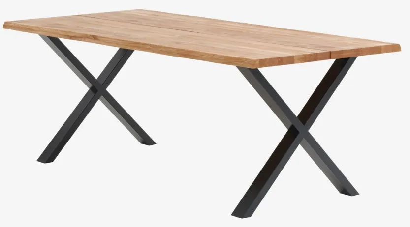 Eettafel ROSLEV 95×200 naturel eiken/zwart