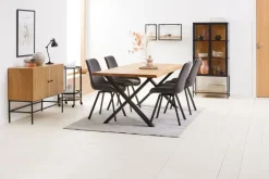 Eettafel ROSLEV 95×200 naturel eiken/zwart