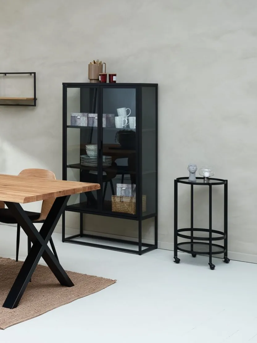 Eettafel ROSLEV 95×200 naturel eiken/zwart