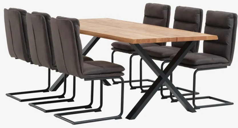 Eettafel ROSLEV 95×200 naturel eiken/zwart