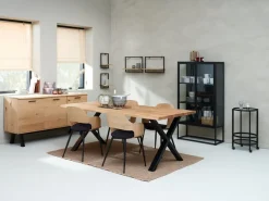 Eettafel ROSLEV 95×200 naturel eiken/zwart