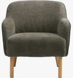 Fauteuil BREDAL olijfgroene stof/eiken kleur