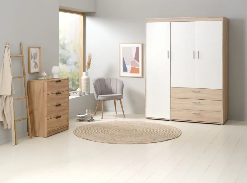 Fauteuil HOLMDRUP grijs/eiken