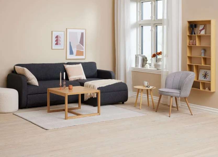 Fauteuil HOLMDRUP grijs/eiken