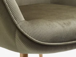 Fauteuil HUNDESTED corduroy groen/eiken kleur