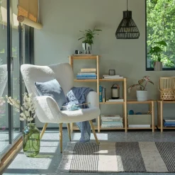 Fauteuil HUNDESTED off-white teddy/eiken kleur