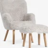 Fauteuil HVILSTED met voetenbank off-white teddy/naturel