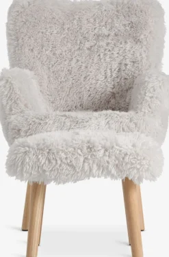 Fauteuil HVILSTED met voetenbank off-white teddy/naturel