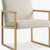 Fauteuil KALUNDBORG zandkleurige stof/eiken