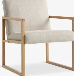 Fauteuil KALUNDBORG zandkleurige stof/eiken