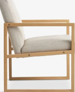 Fauteuil KALUNDBORG zandkleurige stof/eiken