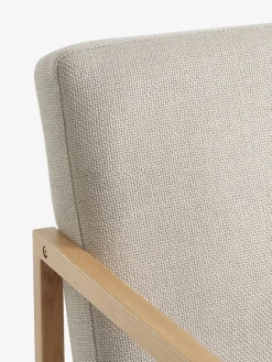 Fauteuil KALUNDBORG zandkleurige stof/eiken