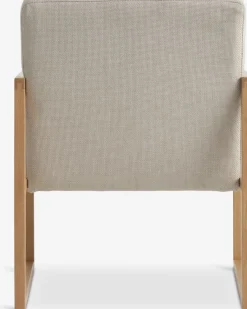 Fauteuil KALUNDBORG zandkleurige stof/eiken