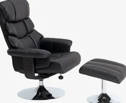 Fauteuil met voetenbank HASSELAGER zwart