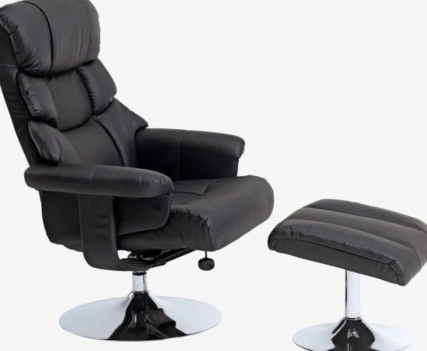 Fauteuil met voetenbank HASSELAGER zwart