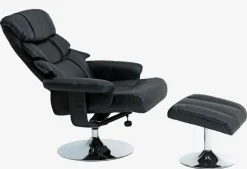 Fauteuil met voetenbank HASSELAGER zwart