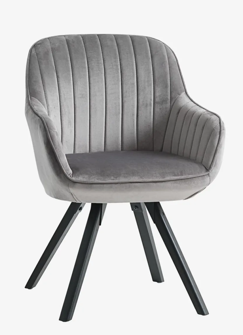 Fauteuil ONSEVIG fluweel grijs/zwart