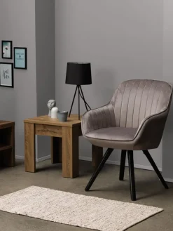 Fauteuil ONSEVIG fluweel grijs/zwart