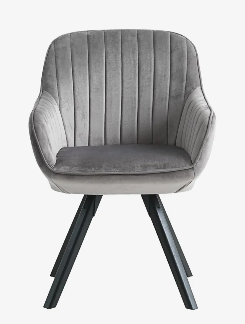 Fauteuil ONSEVIG fluweel grijs/zwart