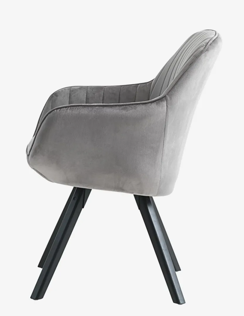 Fauteuil ONSEVIG fluweel grijs/zwart