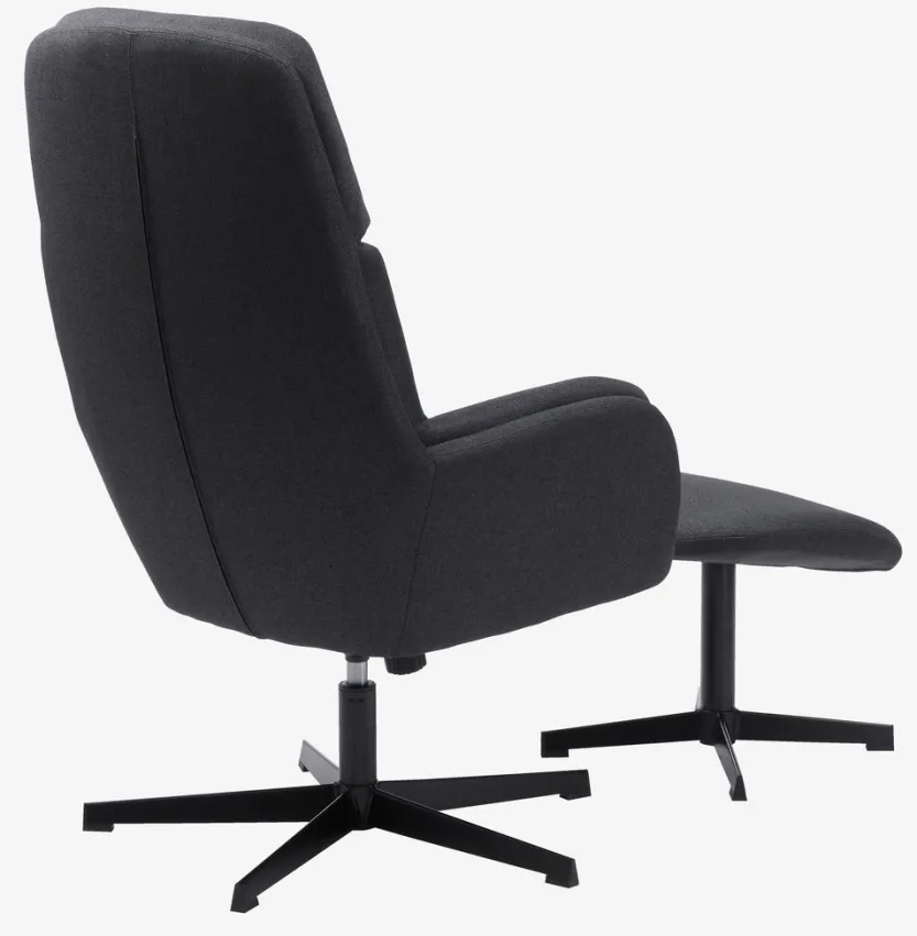 Fauteuil TANKEDAL met voetenbank donkergrijze stof