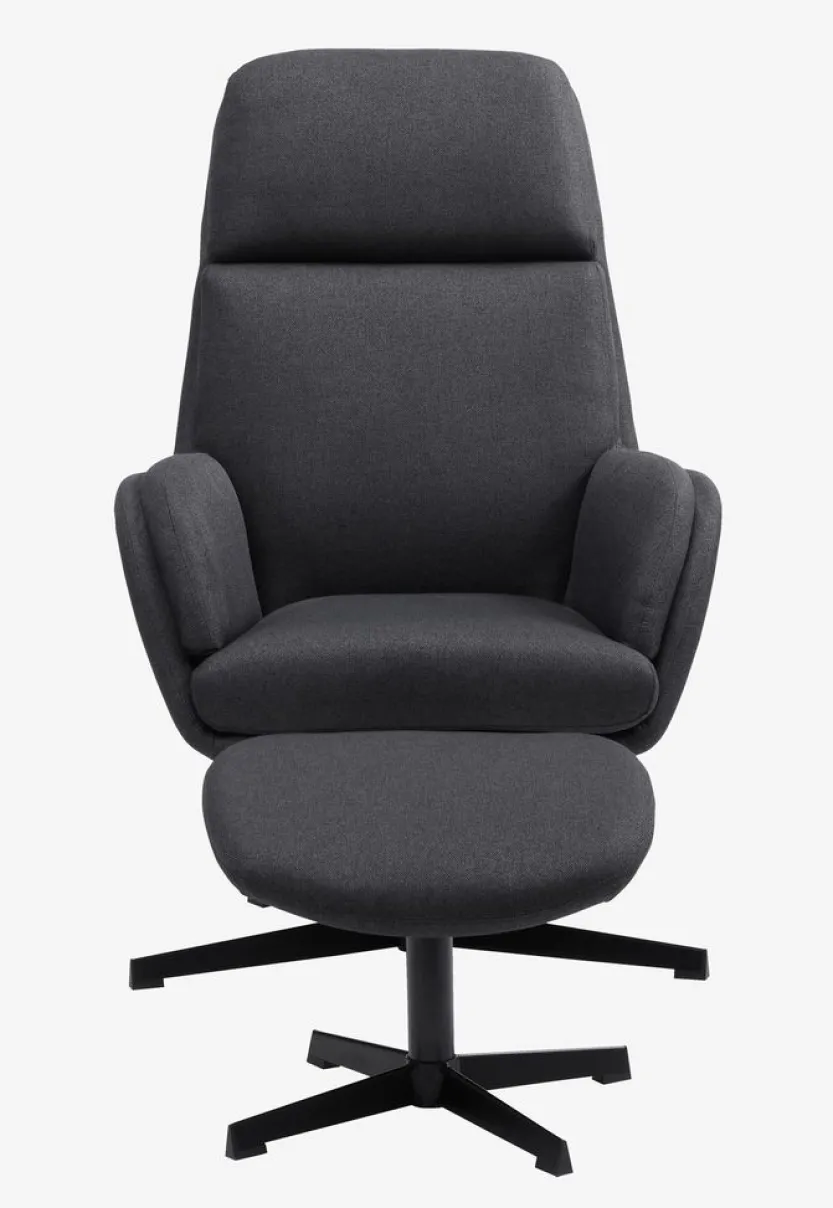 Fauteuil TANKEDAL met voetenbank donkergrijze stof