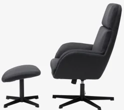 Fauteuil TANKEDAL met voetenbank donkergrijze stof