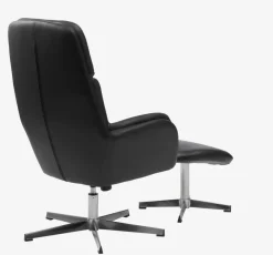 Fauteuil TANKEDAL met voetenbank zwart kunstleer