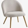 Fauteuil THORUP beige stof/eiken kleur