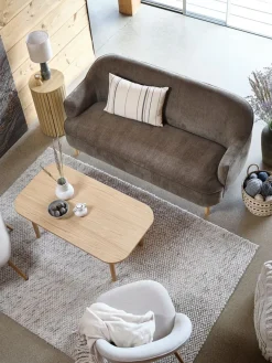 Fauteuil THORUP beige stof/eiken kleur