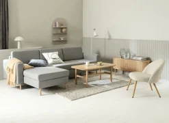 Fauteuil THORUP beige stof/eiken kleur