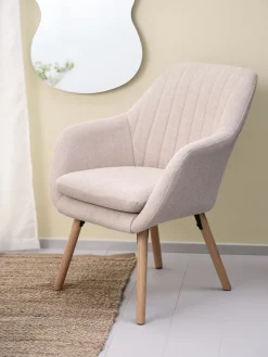 Fauteuil UDSBJERG beige stof/eiken