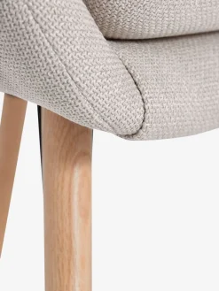 Fauteuil UDSBJERG beige stof/eiken