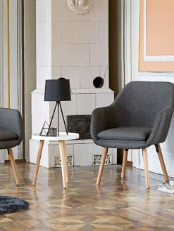 Fauteuil UDSBJERG grijze stof/eiken