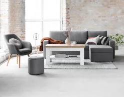 Fauteuil UDSBJERG grijze stof/eiken