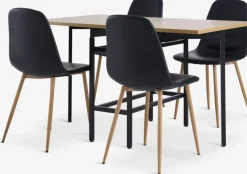 FOLDINGBRO L130 tafel eiken + 4 JONSTRUP stoelen zwart/eiken