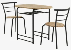 GADSTRUP L92 tafel + 2 GADSTRUP stoelen zwart/eiken kleur