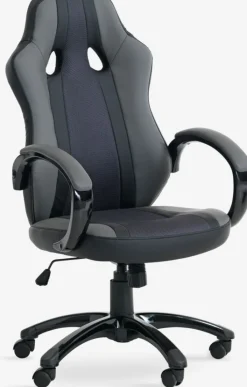 Gamestoel AGGESTRUP grijs kunstleer/zwarte mesh