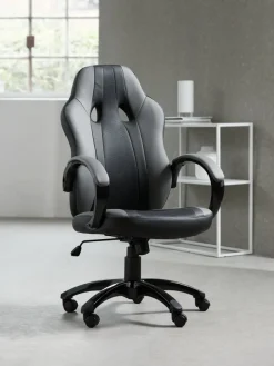 Gamestoel AGGESTRUP grijs kunstleer/zwarte mesh