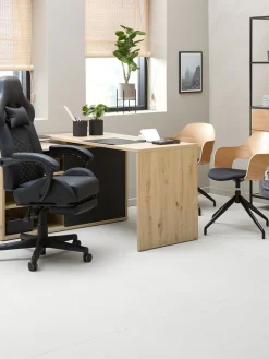 Gamestoel HALLUM met voetensteun zwart kunstleer