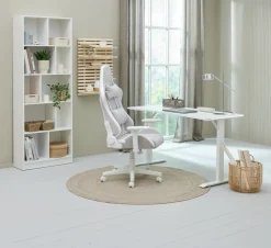 Gamestoel NIBE wit/beige stof