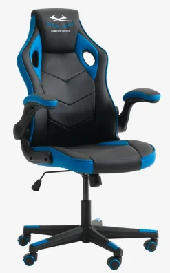 Gamestoel VOJENS zwart/blauw kunstleer/mesh