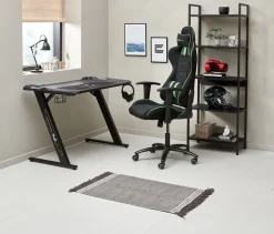 Gamingbureau LINDHOLM met LED en bekerhouder zwart